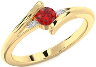 Diamond Ruby Gold Silver Round Promise Ring
