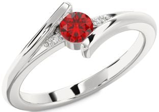 Diamond Ruby Platinum Round Promise Ring