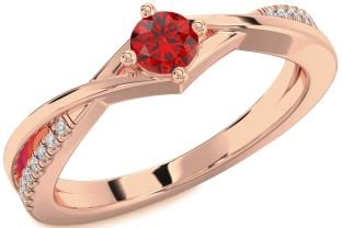 Diamond Ruby Rose Gold Round Promise Ring