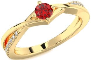 Diamond Ruby Gold Silver Round Promise Ring