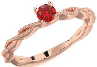 Ruby Rose Gold Knot Round Promise Ring