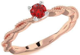 Ruby Platinum & Rose Gold Knot Round Promise Ring