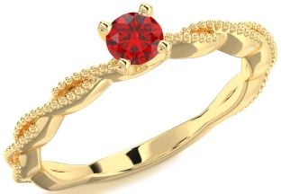 Ruby Gold Knot Round Promise Ring