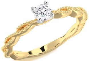 Diamond Gold Silver Knot Round Promise Ring
