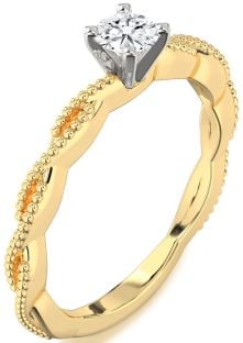 Diamond Gold Silver Knot Round Promise Ring