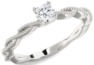 Diamond Platinum Knot Round Promise Ring