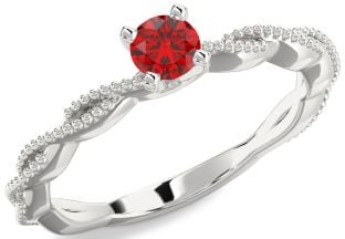 Ruby Platinum Knot Round Promise Ring