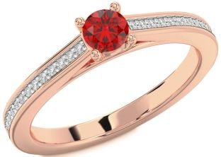 Diamond Ruby Rose Gold Round Pave Promise Ring
