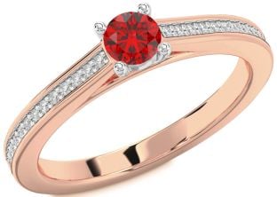 Diamond Ruby Platinum & Rose Gold Round Pave Promise Ring
