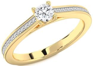 Diamond Gold Silver Round Pave Promise Ring