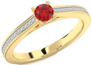 Diamond Ruby Gold Silver Round Pave Promise Ring