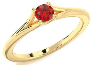 Ruby Gold Silver Round Promise Ring