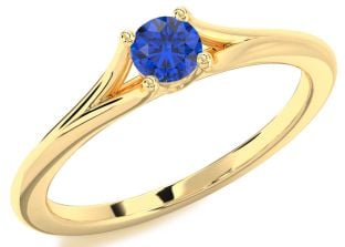 Blue Sapphire Gold Silver Round Promise Ring