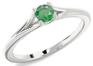 Emerald Platinum Round Promise Ring
