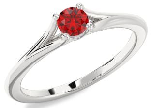 Ruby Silver Round Promise Ring