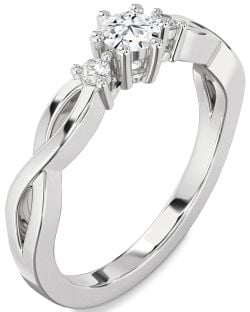 Diamond Platinum Knot Round Three Stone Engagement Ring