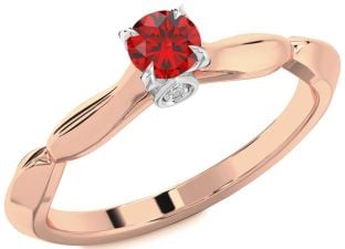 Diamond Ruby Platinum & Rose Gold Round Promise Ring