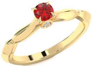 Diamond Ruby Gold Silver Round Promise Ring