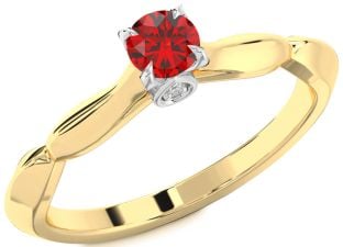 Diamond Ruby Gold Silver Round Promise Ring