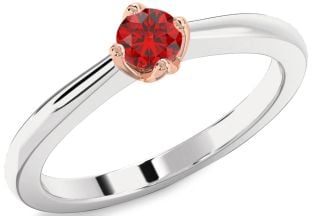 Ruby Platinum & Rose Gold Round Promise Ring