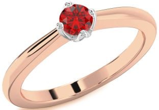 Ruby Platinum & Rose Gold Round Promise Ring
