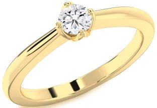 Diamond Gold Silver Round Promise Ring