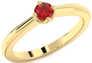 Ruby Gold Silver Round Promise Ring