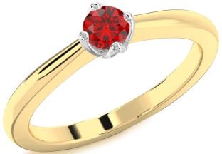 Ruby Gold Silver Round Promise Ring
