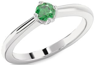 Emerald Platinum Round Promise Ring