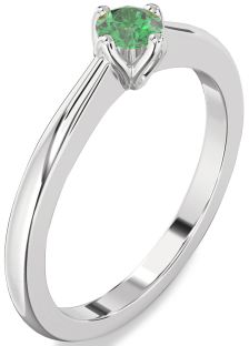 Emerald Platinum Round Promise Ring