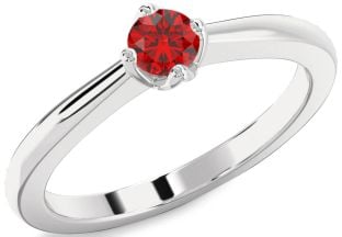 Ruby Platinum Round Promise Ring