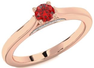 Diamond Ruby Rose Gold Round Promise Ring