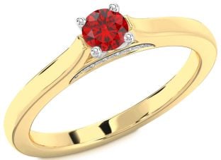 Diamond Ruby Gold Silver Round Promise Ring
