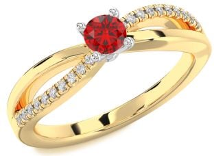 Diamond Ruby Gold Silver Round Promise Ring