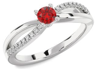 Diamond Ruby Platinum Round Promise Ring