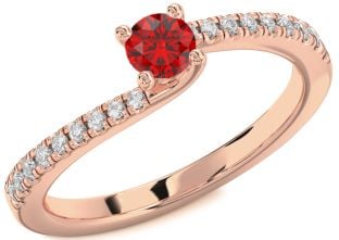 Diamond Ruby Rose Gold Round Promise Ring