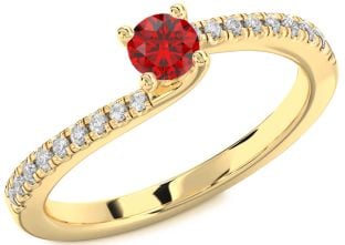 Diamond Ruby Gold Silver Round Promise Ring