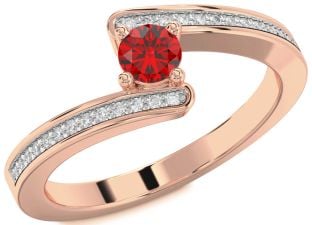 Diamond Ruby Rose Gold Round Promise Ring
