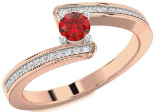 Diamond Ruby Platinum & Rose Gold Round Promise Ring