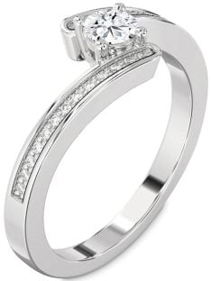 Diamond Emerald Platinum Round Promise Ring