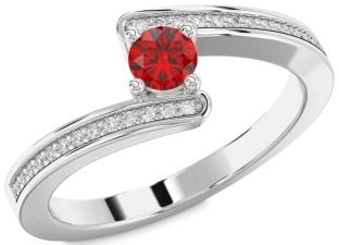 Diamond Ruby Platinum Round Promise Ring