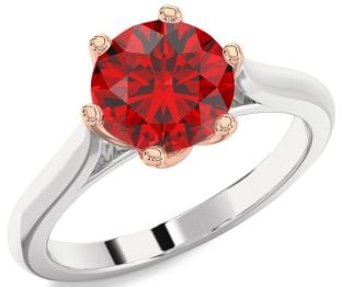 Ruby Platinum & Rose Gold Round Solitaire Engagement Ring