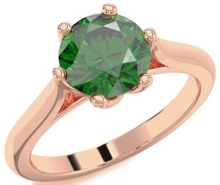 Emerald Rose Gold Round Solitaire Engagement Ring