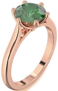 Emerald Rose Gold Round Solitaire Engagement Ring