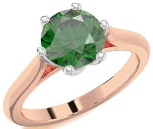 Emerald Platinum & Rose Gold Round Solitaire Engagement Ring