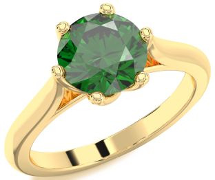 Emerald Gold Round Solitaire Engagement Ring