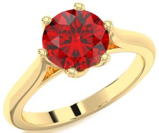Ruby Gold Silver Round Solitaire Engagement Ring