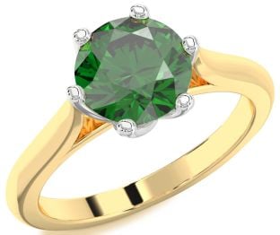 Emerald Platinum & Yellow Gold Round Solitaire Engagement Ring