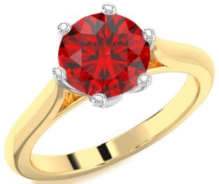 Ruby Gold Silver Round Solitaire Engagement Ring