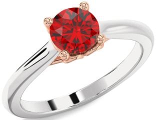 Ruby Platinum & Rose Gold Round Solitaire Engagement Ring